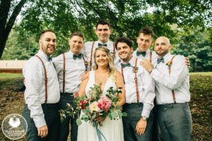 bride with groomsmen