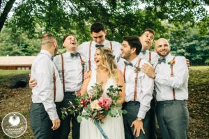 bride with groomsmen wedding photo