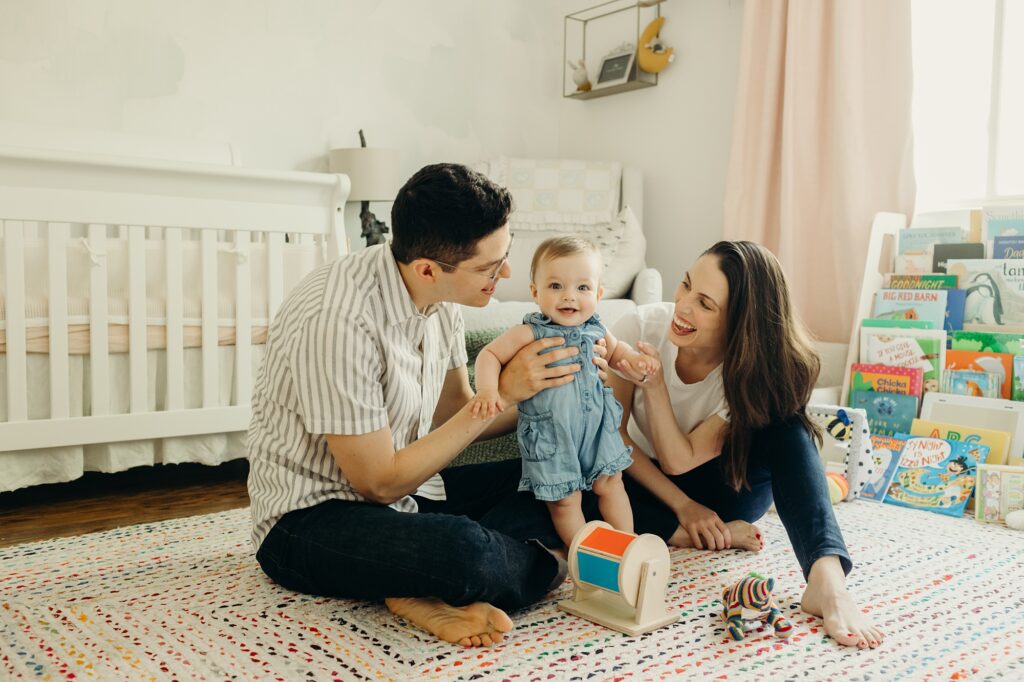 A lifestyle photo of a family in their center city philadelphia home. 