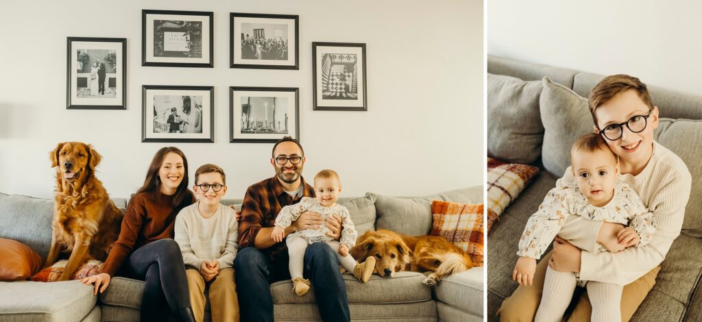 a Philadelphia family of four during their at-home lifestyle family photoshoot