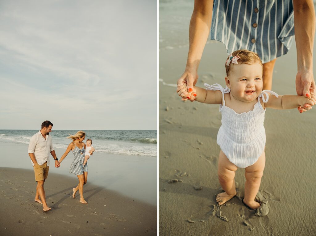 family beach photo with a baby girl in Ocean City, New Jersey 