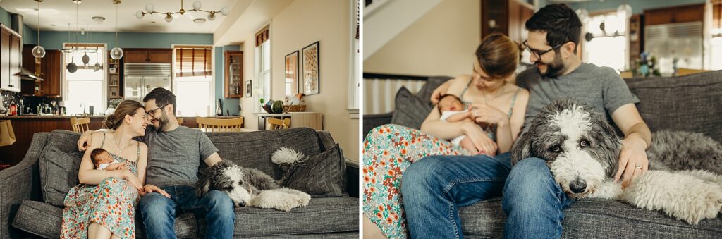 South Philadelphia family during their at-home lifestyle newborn photoshoot