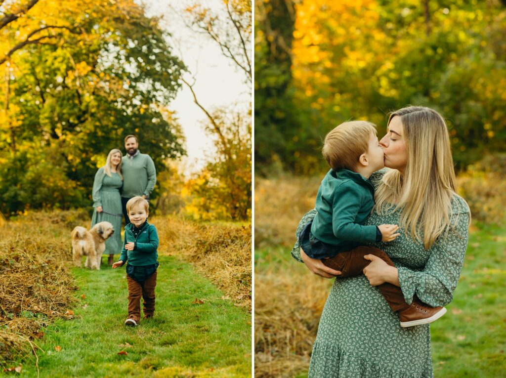 A lifestyle family photoshoot in a Philadelphia park during autumn 