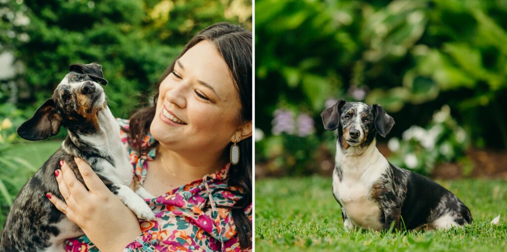 a Philadelphia woman and her wiener dog during a Spring dog photoshoot 