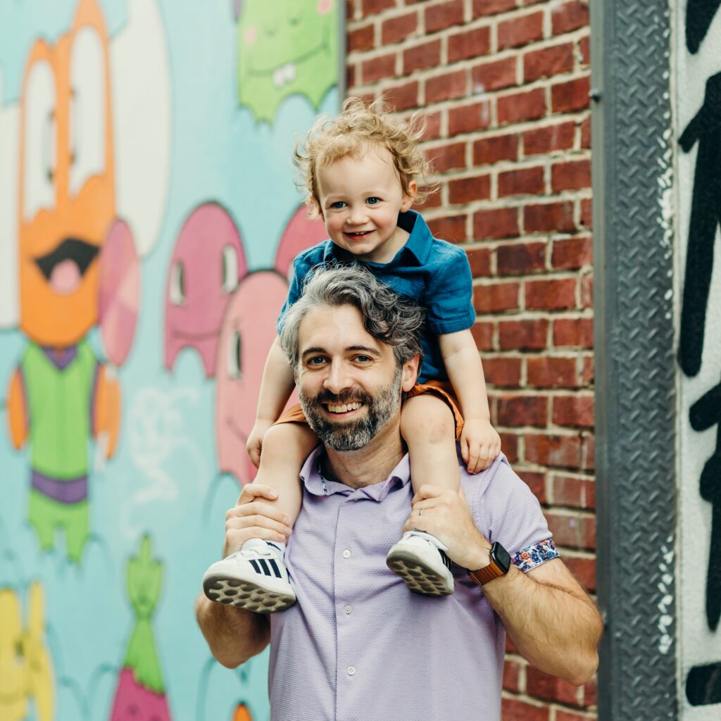 A father and son during a summer lifestyle photoshoot in Philadelphia 