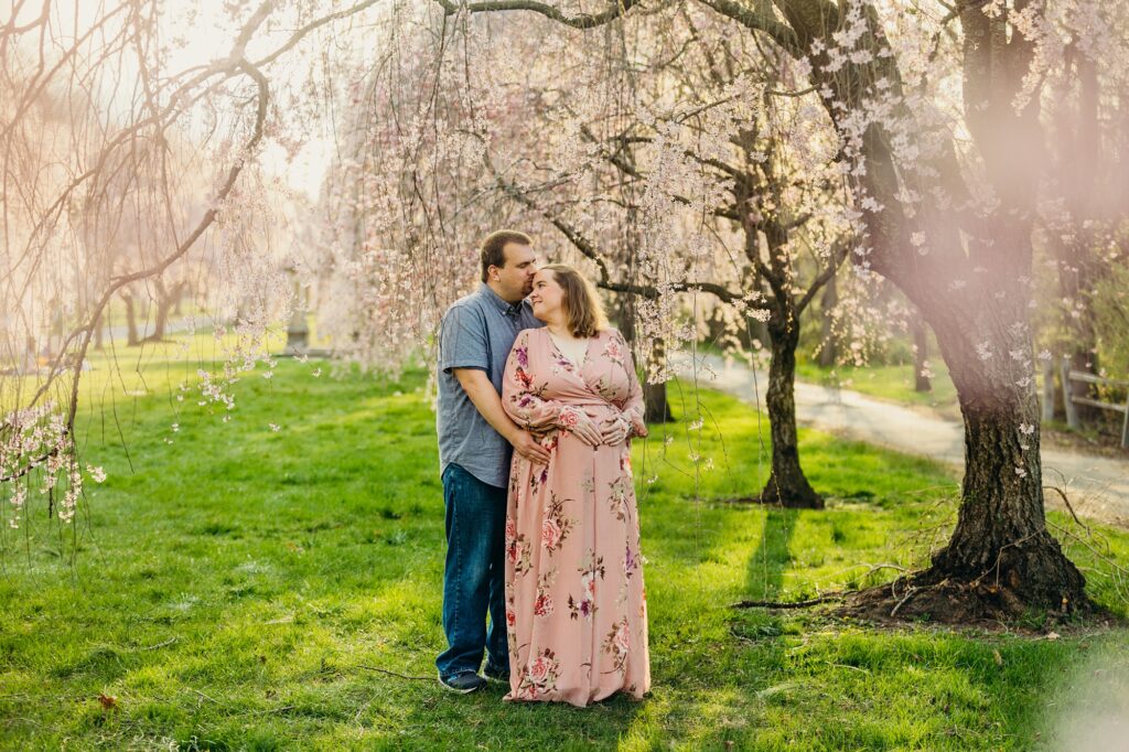 Cherry blossom maternity lifestyle photoshoot in Philadelphia. 