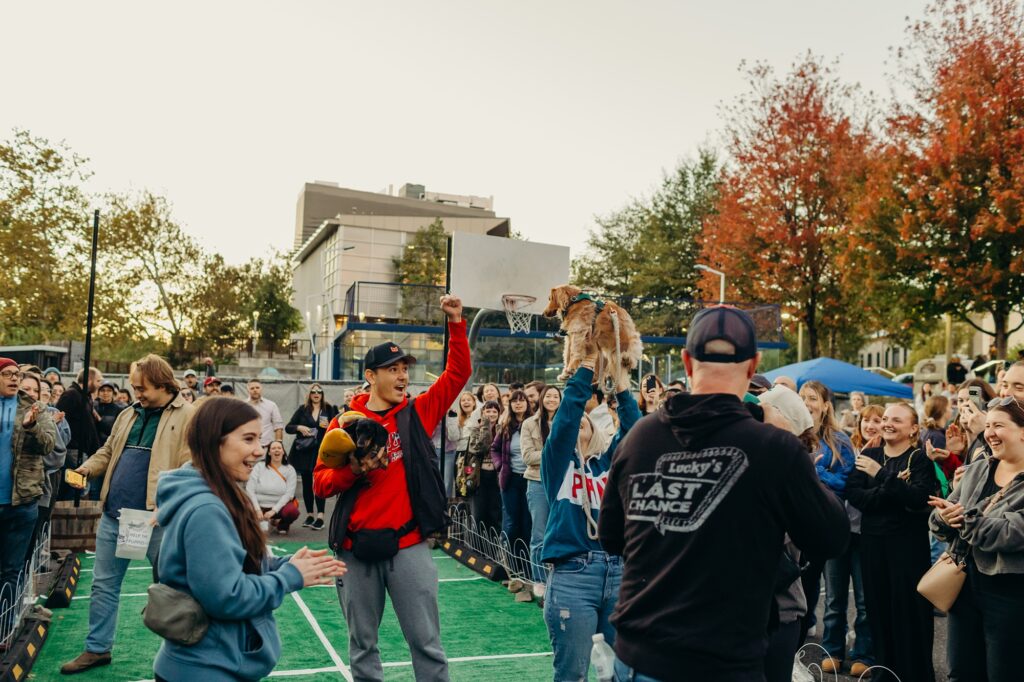 Manayunk community at the wiener race hosted by Lucky's to support PAWS Philadelphia. 