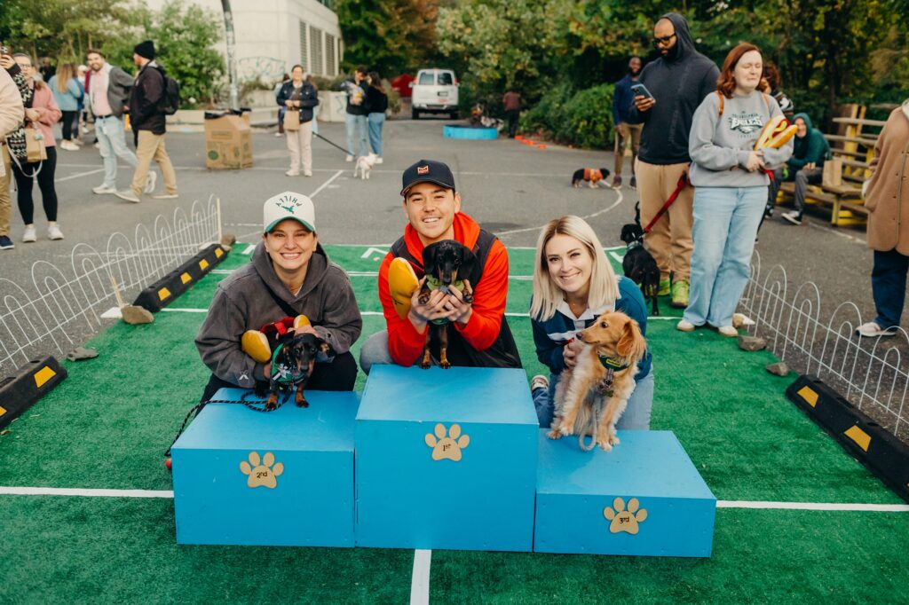 the 3 winners of Lucky's Great Wiener Race of 2025, to support PAWS Philly. 
