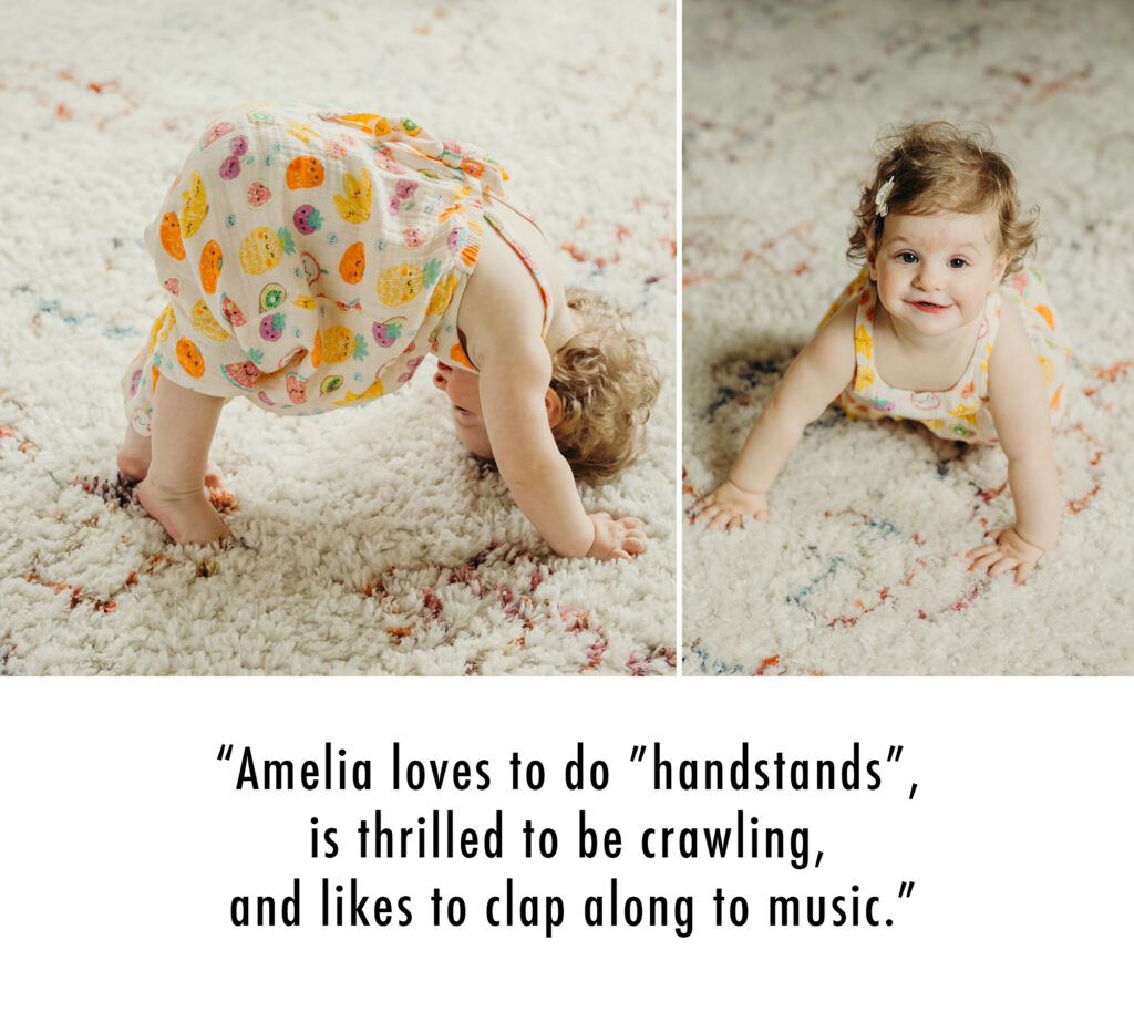 a one year old baby girl in her Center City Philadelphia home during a 1st birthday family photoshoot