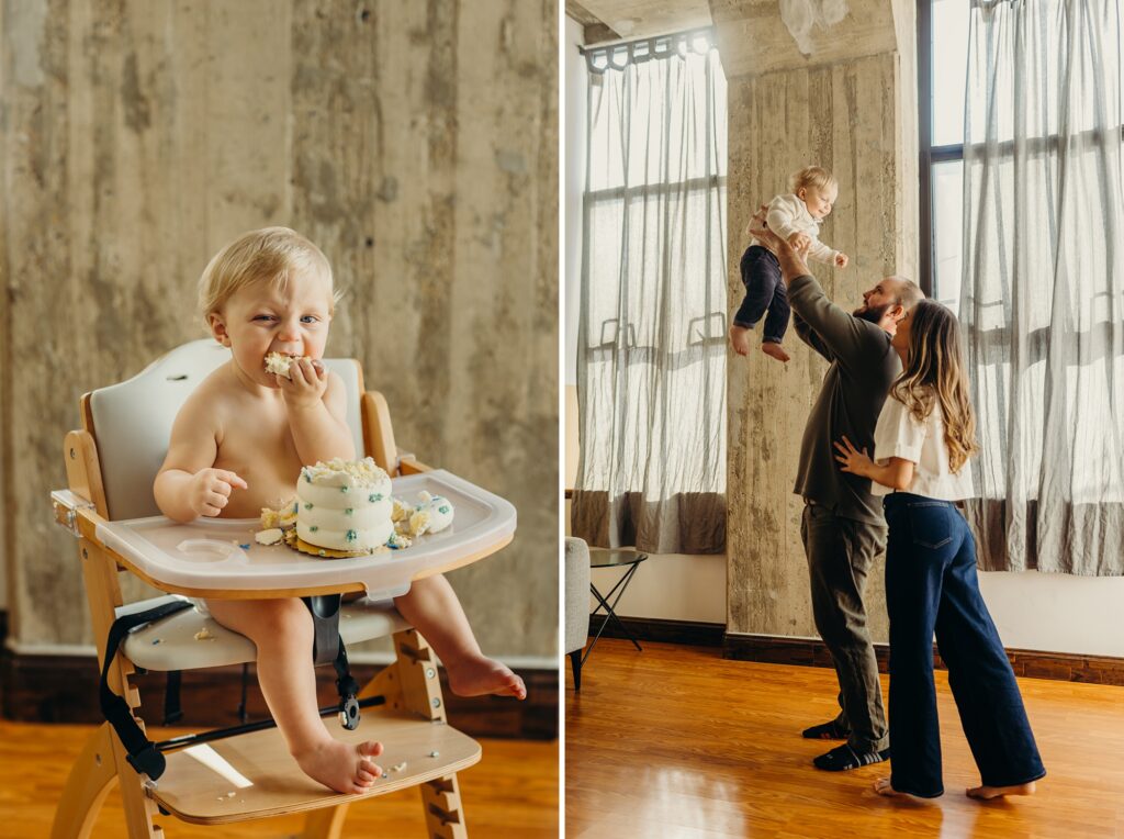 baby boy's one-year cake smash in a Center City Philadelphia home. 