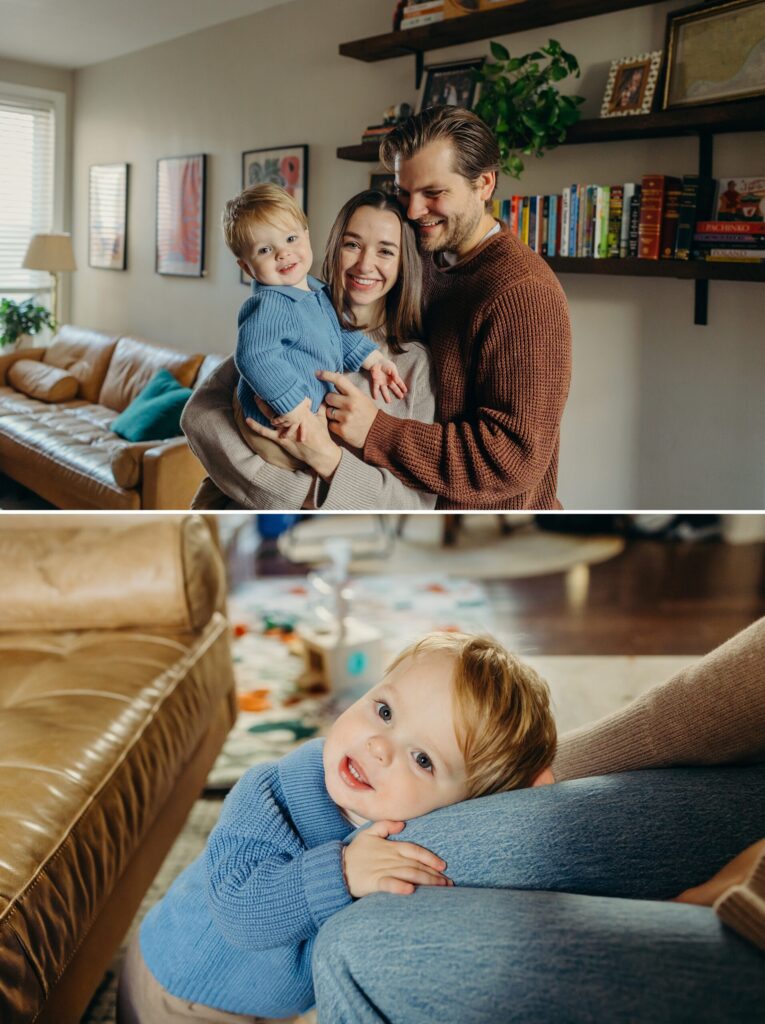 A Philadelphia family during their at home photoshoot in Fairmount, by the Rodin museum. 
