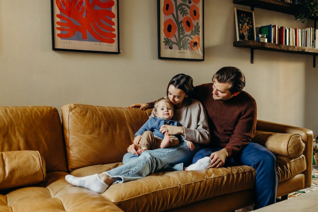 A cozy at home family photo in Fairmount, Center City Philadelphia by the art museum. 