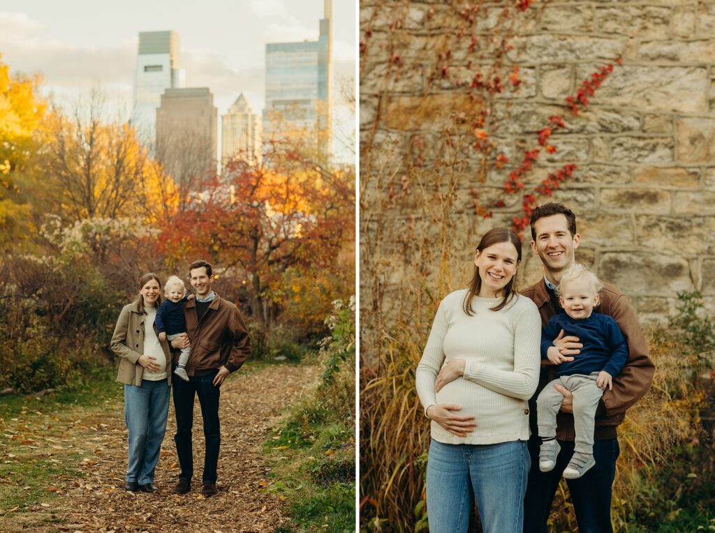 A fall family photo session in the Fairmount neighborhood of Philadelphia, with the stunning city skyline in the background. 