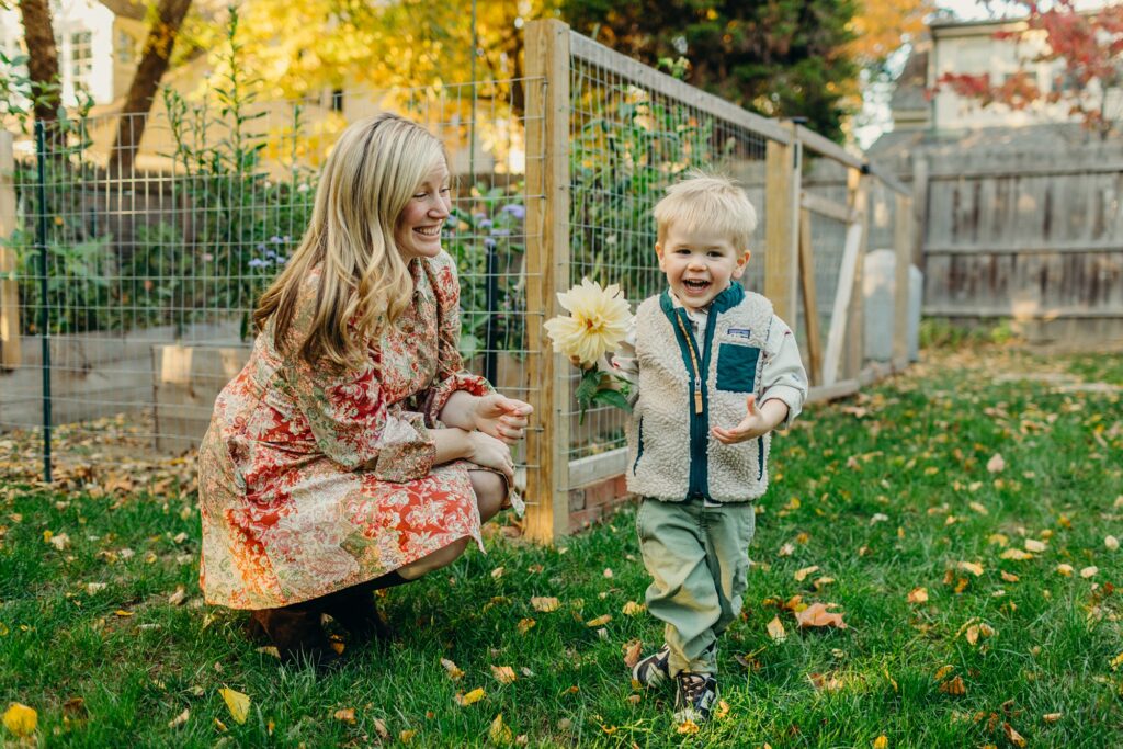 a fun summer family photo session in a Wyndmoor, Pennsylvania  garden and backyard.