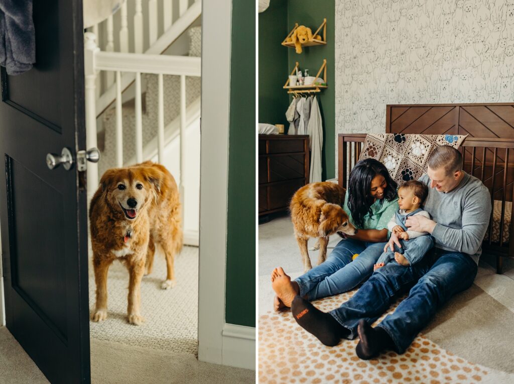 candid lifestyle family photos during a first birthday photo session in Norristown, Pennsylvania 